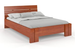 Łóżko drewniane bukowe Visby ARHUS High BC (Skrzynia na pościel) / 200x200 cm, kolor orzech