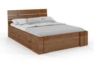 Łóżko drewniane bukowe Visby Arhus High Drawers (z szufladami) / 160x200 cm, kolor biały