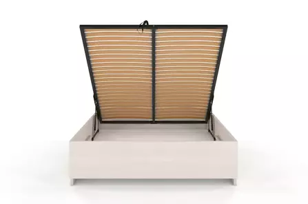 Łóżko drewniane bukowe Visby Bergman High BC Long (skrzynia na pościel) / 140x220 cm, kolor biały