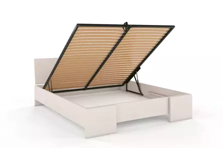 Łóżko drewniane bukowe Visby Hessler High BC (skrzynia na pościel) / 120x200 cm, kolor biały