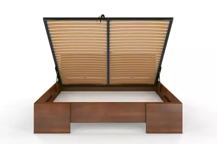 Łóżko drewniane bukowe Visby Hessler High BC (skrzynia na pościel) / 140x200 cm, kolor orzech