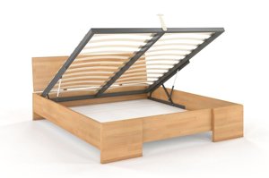 Łóżko drewniane bukowe Visby Hessler High BC (skrzynia na pościel) / 200x200 cm, kolor biały