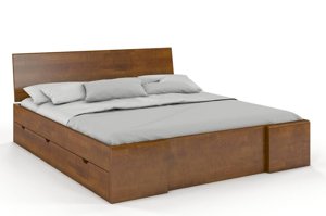 Łóżko drewniane bukowe Visby Hessler High Drawers (z szufladami) / 140x200 cm, kolor biały