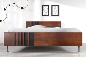 Łóżko drewniane bukowe Visby KIELCE / 180x200 cm, kolor orzech