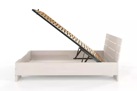 Łóżko drewniane bukowe Visby SANDEMO High BC Long (Skrzynia na pościel) / 120x220 cm, kolor biały