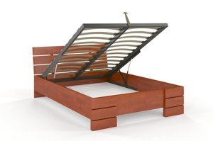 Łóżko drewniane bukowe Visby SANDEMO High BC Long (Skrzynia na pościel) / 120x220 cm, kolor palisander