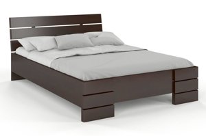 Łóżko drewniane bukowe Visby SANDEMO High BC Long (Skrzynia na pościel) / 140x220 cm, kolor palisander