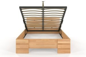 Łóżko drewniane bukowe Visby SANDEMO High & Long BC (Skrzynia na pościel)