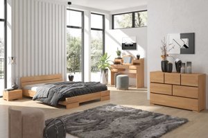 Łóżko drewniane bukowe Visby Sandemo / 180x200 cm, kolor orzech