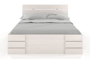 Łóżko drewniane bukowe Visby Sandemo High Drawers (z szufladami) / 160x200 cm, kolor biały