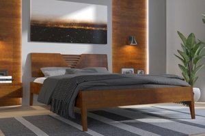 Łóżko drewniane bukowe Visby WOŁOMIN / 120x200 cm, kolor orzech