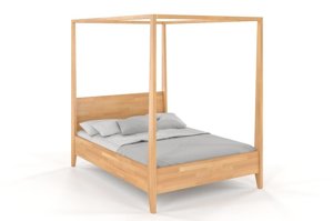 Łóżko drewniane bukowe z baldachimem Visby CANOPY / 140x200 cm, kolor biały