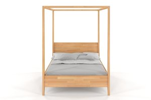 Łóżko drewniane bukowe z baldachimem Visby CANOPY / 200x200 cm, kolor orzech