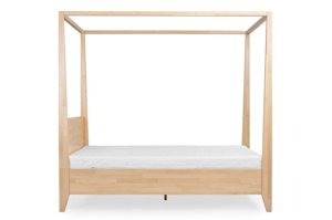 Łóżko drewniane bukowe z baldachimem Visby CANOPY / 200x200 cm, kolor palisander