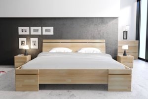 Łóżko drewniane sosnowe Skandica SPARTA Maxi / 140x200 cm, kolor orzech