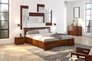 Łóżko drewniane sosnowe Skandica SPARTA Maxi / 180x200 cm, kolor orzech