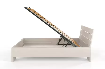 Łóżko drewniane sosnowe Visby ARHUS High BC Long (Skrzynia na pościel) / 200x220 cm, kolor biały