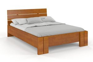 Łóżko drewniane sosnowe Visby Arhus High / 160x200 cm, kolor orzech