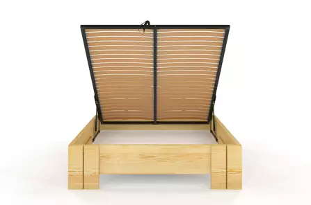Łóżko drewniane sosnowe Visby Arhus High & BC (Skrzynia na pościel) / 140x200 cm, kolor naturalny