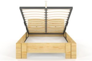 Łóżko drewniane sosnowe Visby Arhus High & BC (Skrzynia na pościel) / 200x200 cm, kolor biały
