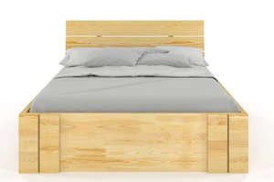 Łóżko drewniane sosnowe Visby Arhus High Drawers (z szufladami) / 180x200 cm, kolor orzech