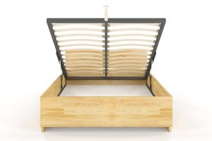 Łóżko drewniane sosnowe Visby Bergman High BC Long (skrzynia na pościel)