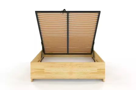Łóżko drewniane sosnowe Visby Bergman High BC (skrzynia na pościel) / 120x200 cm, kolor naturalny