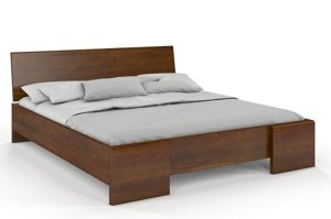 Łóżko drewniane sosnowe Visby Hessler High / 140x200 cm, kolor orzech