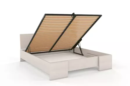 Łóżko drewniane sosnowe Visby Hessler High BC (skrzynia na pościel) / 120x200 cm, kolor biały