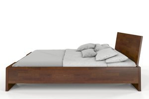 Łóżko drewniane sosnowe Visby Hessler High BC (skrzynia na pościel) / 140x200 cm, kolor palisander