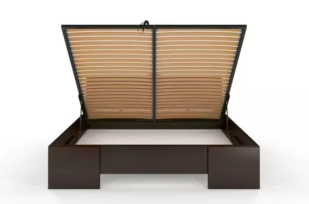 Łóżko drewniane sosnowe Visby Hessler High BC (skrzynia na pościel) / 180x200 cm, kolor palisander