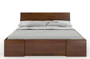 Łóżko drewniane sosnowe Visby Hessler High Drawers (z szufladami) / 120x200 cm, kolor naturalny