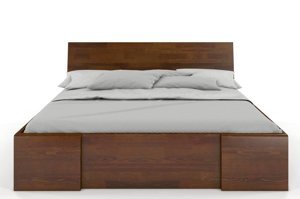 Łóżko drewniane sosnowe Visby Hessler High Drawers (z szufladami) / 140x200 cm, kolor biały