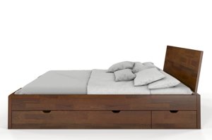 Łóżko drewniane sosnowe Visby Hessler High Drawers (z szufladami) / 140x200 cm, kolor naturalny