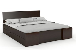 Łóżko drewniane sosnowe Visby Hessler High Drawers (z szufladami) / 200x200 cm, kolor biały