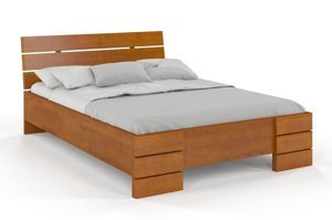 Łóżko drewniane sosnowe Visby SANDEMO High BC Long (Skrzynia na pościel) / 140x220 cm, kolor palisander