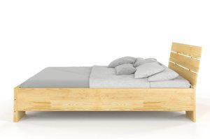 Łóżko drewniane sosnowe Visby SANDEMO High BC Long (Skrzynia na pościel) / 200x220 cm, kolor orzech