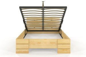 Łóżko drewniane sosnowe Visby SANDEMO High BC Long (Skrzynia na pościel) / 200x220 cm, kolor palisander