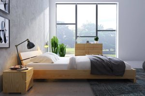 Łóżko drewniane sosnowe Visby Sandemo / 140x200 cm, kolor palisander