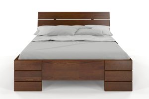 Łóżko drewniane sosnowe Visby Sandemo HIGH & BC (Skrzynia na pościel) / 160x200 cm, kolor biały