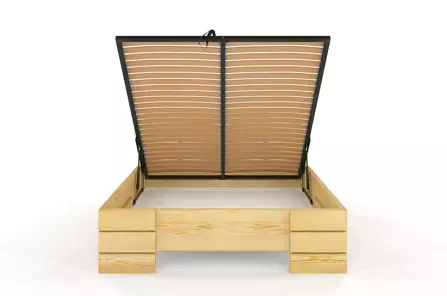 Łóżko drewniane sosnowe Visby Sandemo HIGH & BC (Skrzynia na pościel) / 160x200 cm, kolor naturalny