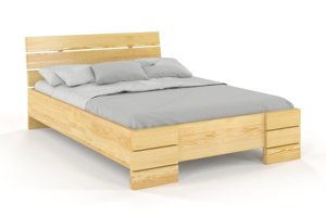 Łóżko drewniane sosnowe Visby Sandemo HIGH & BC (Skrzynia na pościel) / 180x200 cm, kolor orzech