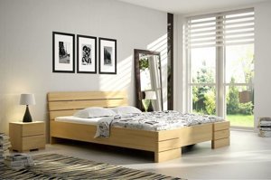Łóżko drewniane sosnowe Visby Sandemo HIGH & BC (Skrzynia na pościel) / 200x200 cm, kolor biały