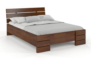 Łóżko drewniane sosnowe Visby Sandemo High / 160x200 cm, kolor orzech
