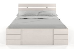 Łóżko drewniane sosnowe Visby Sandemo High Drawers (z szufladami) / 120x200 cm, kolor bialy