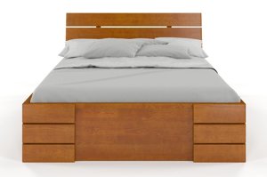 Łóżko drewniane sosnowe Visby Sandemo High Drawers (z szufladami) / 120x200 cm, kolor naturalny