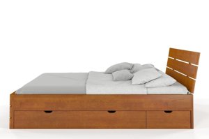 Łóżko drewniane sosnowe Visby Sandemo High Drawers (z szufladami) / 120x200 cm, kolor palisander