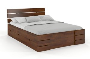 Łóżko drewniane sosnowe Visby Sandemo High Drawers (z szufladami) / 160x200 cm, kolor biały