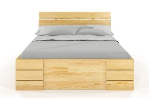 Łóżko drewniane sosnowe Visby Sandemo High Drawers (z szufladami) / 180x200 cm, kolor naturalny