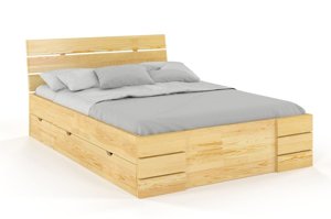 Łóżko drewniane sosnowe Visby Sandemo High Drawers (z szufladami) / 180x200 cm, kolor palisander